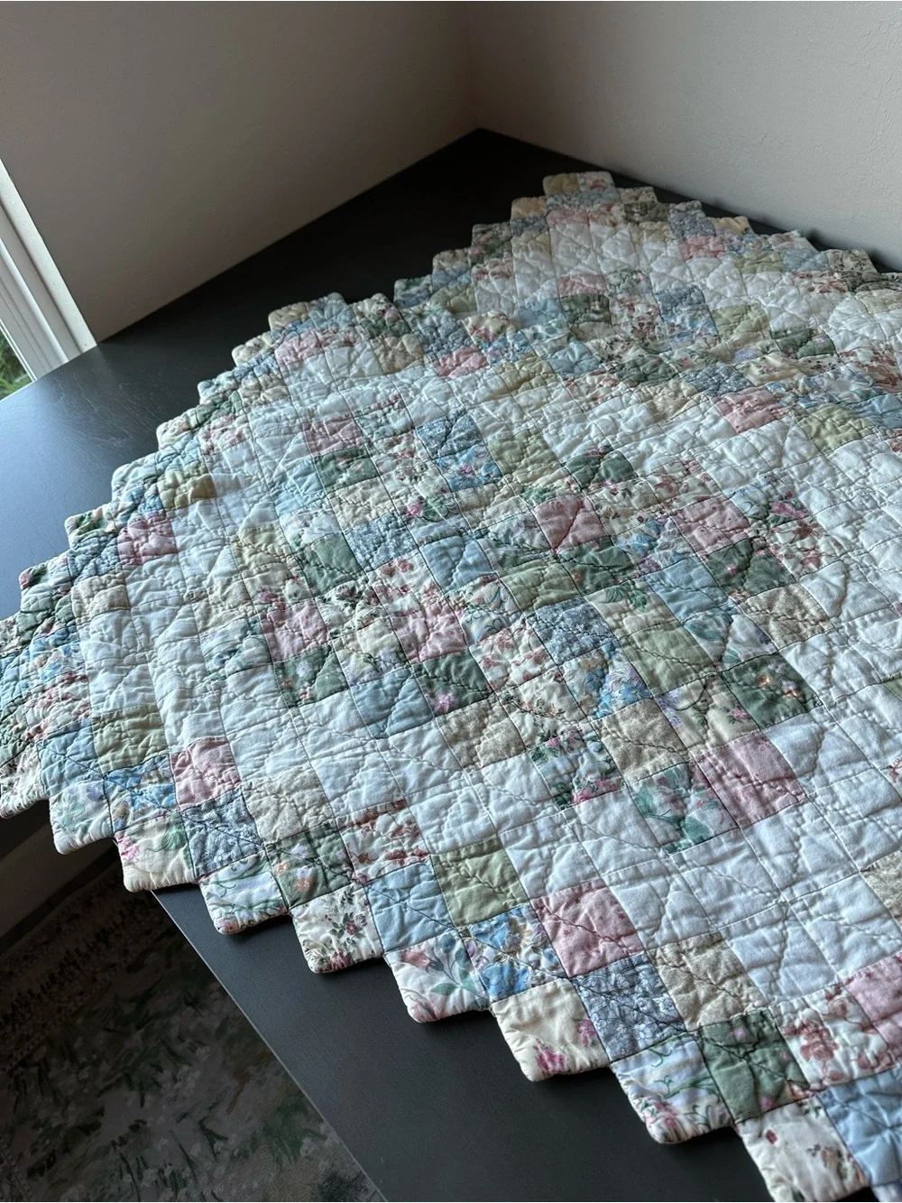 Vintage JCPenney Pastel Floral Quilted Pillow Shams Cover Cotton Size 21”X27”